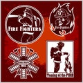 Firemans vector set - t-shirt graphics, fire department, sworn to protect