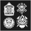 Firemans vector set - t-shirt graphics, fire department, sworn to protect