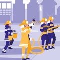 Firemen in action design