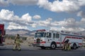 Firemen and emergency fire rescue vehicles Mojave desert town, Pahrump, Nevada Royalty Free Stock Photo