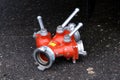Firemen equipment water foam pipe splitter valve Royalty Free Stock Photo