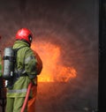 Firemen fighting the fire Royalty Free Stock Photo