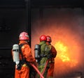 Firemen fighting the fire Royalty Free Stock Photo