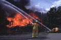 Firemen fighting house fire