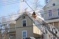 Firemen fighting house fire