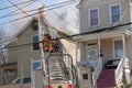 Firemen fighting house fire