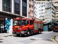 5/1/2021 Firemen and fire trucks at South Lane, Saiwan, Hong Kong Island Royalty Free Stock Photo