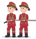 Firemen Vector. Cartoon character equiped. Template illustration