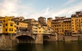 Firenze Italia Florence Italy beautiful sunset Ponte Vecchio famous bridge landmark Royalty Free Stock Photo