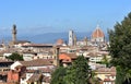 Florence cityscape with the Palazzo Vecchio and the Cattedrale di Santa Maria del Fiore with the Campanile di Giotto. Italy. Royalty Free Stock Photo