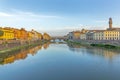 historic Ponte Veccio in Florence at river Arno