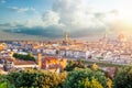 Firenze panorama. View of Florence Italy with Florence Duomo, Basilica di Santa Maria del Fiore and the bridges over the river Royalty Free Stock Photo