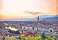 Firenze Toscana Italia Florence Tuscany Italy panorama Ponte Vecchio Palazzo Vecchio Duomo. Panoramic view of famous Ponte Vecchio Royalty Free Stock Photo