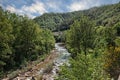 Firenzuola, Florence, Tuscany, Italy: landscape of the the forest on Apennine mountains with the Santerno river Royalty Free Stock Photo