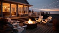 firepit beach house deck Royalty Free Stock Photo