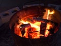 Firepit and Christmas decorations in the town of Nerja Spain Royalty Free Stock Photo