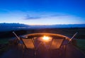 Firepit outside of an estate home Royalty Free Stock Photo