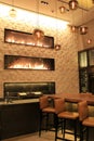 Fireplace in bar of downtown hotel,Grand Hyatt, downtown Denver,2015