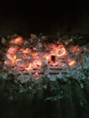 Fireplace of a barbecue: incandescent coal and ashes