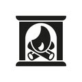 Fireplace black glyph icon on white