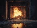 Fireplace with burning fire Royalty Free Stock Photo