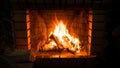 Fireplace and burning firewood. Traditional heating Royalty Free Stock Photo