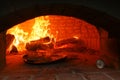 Fireplace Burning with Food Cooking in Foreground