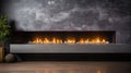 Fireplace with burning wood logs, bright flames