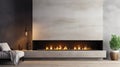 Fireplace with burning wood logs, bright flames