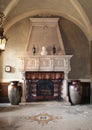 Fireplace at chamber inside castle of Lubomirski in Lancut. Poland Royalty Free Stock Photo