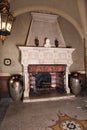 Fireplace at chamber inside castle of Lubomirski in Lancut. Poland Royalty Free Stock Photo