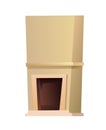 Fireplace with chimney and mantel for living room. Antique oven for baking by fire. Modern minimalistic design. House