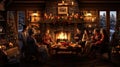 fireplace cozy family winter