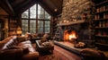 fireplace farmhouse living room interior Royalty Free Stock Photo