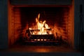 Fireplace, fire burning, cozy warm fireside, christmas home Royalty Free Stock Photo