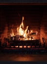 Fireplace, fire burning, cozy warm fireside, christmas home Royalty Free Stock Photo