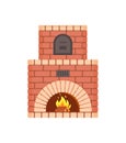 Fireplace with Fire Burning Inside Isolated Icon