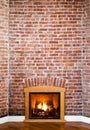 Fireplace and Flat Brick Wall Perspective