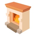 Fireplace icon, cartoon style