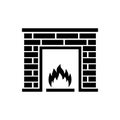 Fireplace icon concept, brick fireplace, fireside â vector Royalty Free Stock Photo