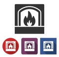 Fireplace icon in different variants