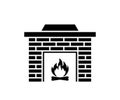 Fireplace icon. Fireplace with flame sign. Stock vector template