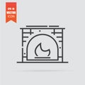 Fireplace icon in flat style isolated on grey background Royalty Free Stock Photo