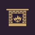 Fireplace icon. Hearth and chimney, fire, mantelpiece, heat symbol. Flat design. Stock - Vector illustration. Royalty Free Stock Photo