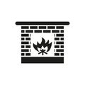 Fireplace icon. Hearth and chimney, fire, mantelpiece, heat symbol. Flat design. Stock - Vector Royalty Free Stock Photo