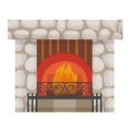 Fireplace icon house design house room warm christmas flame bright decoration fire coal furnace and comfortable warmth Royalty Free Stock Photo