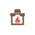 Fireplace icon, Vector isolated flat design color illustration Royalty Free Stock Photo