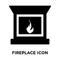 Fireplace icon vector isolated on white background, logo concept