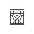 Fireplace line icon