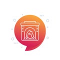 fireplace line icon for web